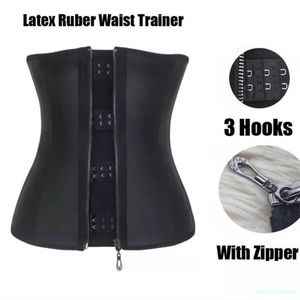100% Latex Rubber Zip Up Waist Trainer Body Shaper